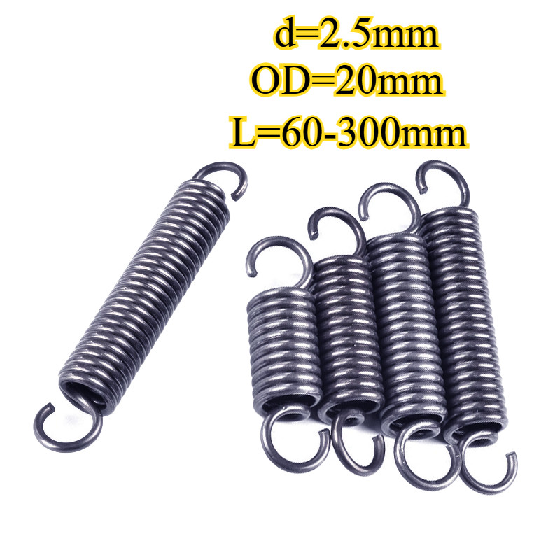 Lò xo căng / lò xo d = 2,5mm, OD20mm, L = 60 ~ 300mm lò xo căng thẳng có móc, áp dụng cho cửa nhà để