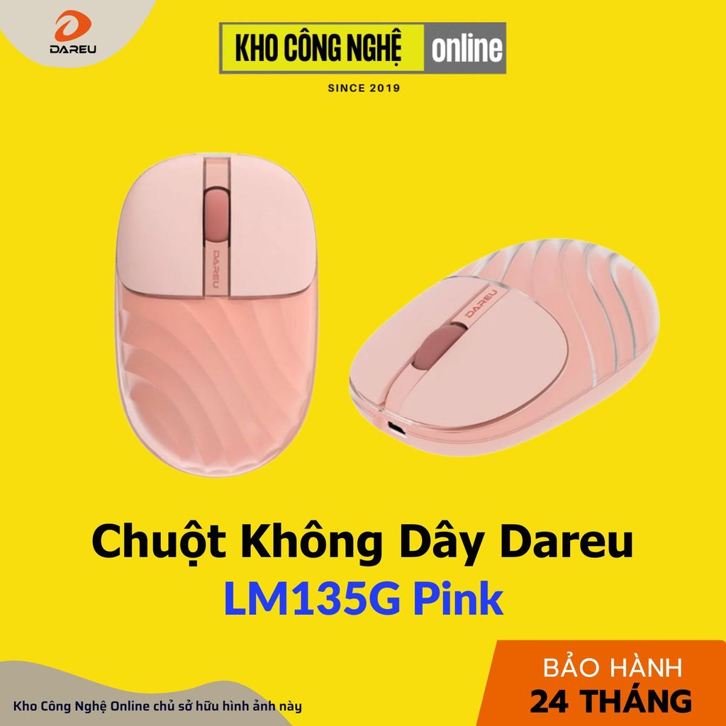 Chuột không dây DAREU LM135G - Pink (Hàng Chính Hãng)