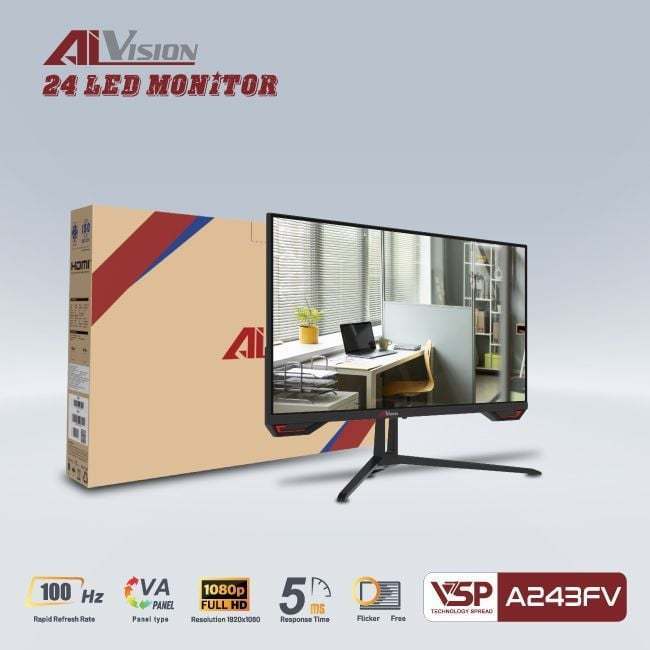 Màn hình AIVISION A243FV | 23.8 inch, Full HD, VA, 100hz, 5ms, phẳn