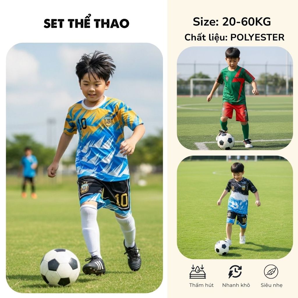 Đồ Bộ Thể Thao Bé Trai In 3D Cầu Thủ – Đá Banh, Bóng Rổ Messi, Ronaldo TP1290-1295 | TH Fashion