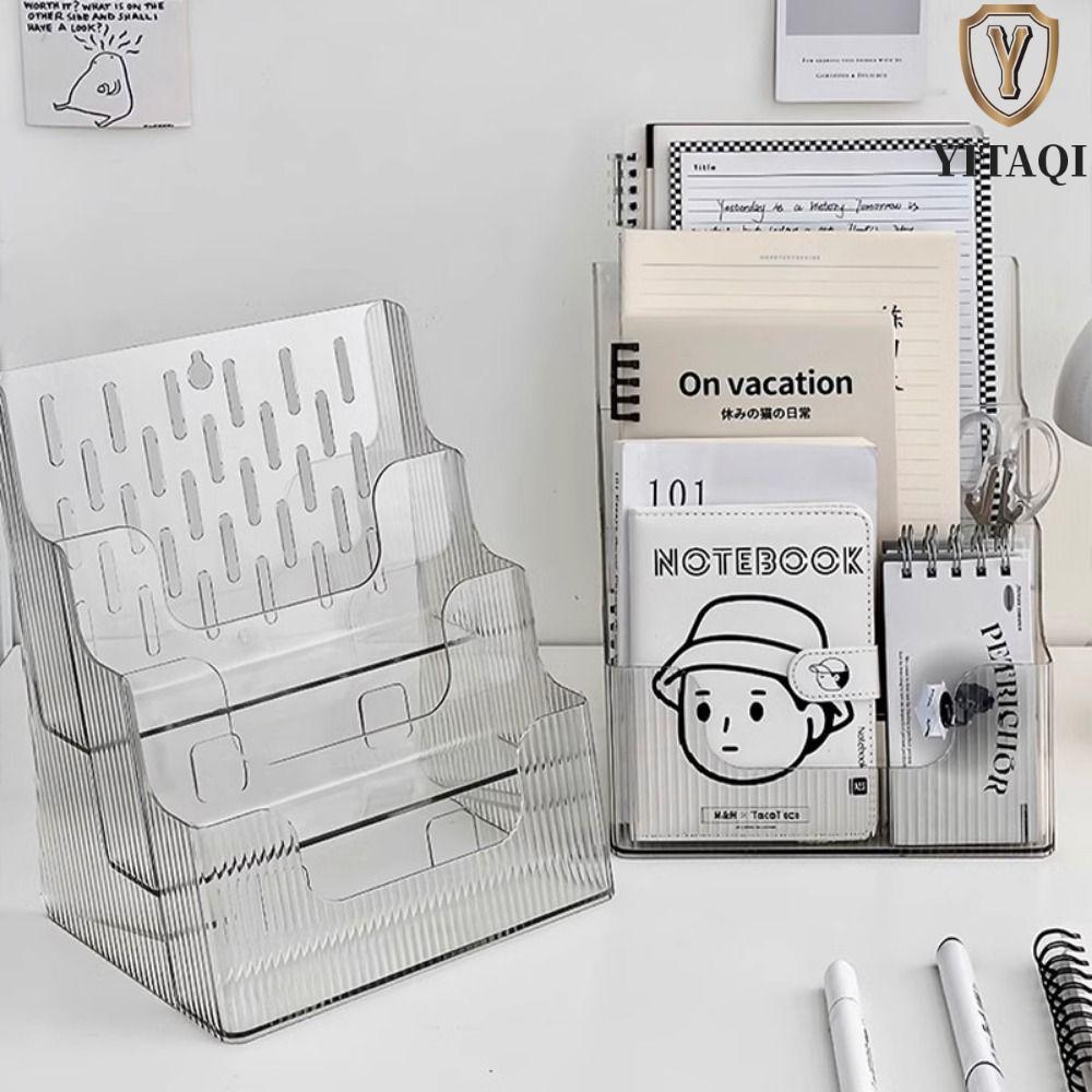 YITAQI Pamphlet Flyer Organizer, Giá đỡ trưng bày tài liệu bằng nhựa trong suốt, Giá đựng tạp chí 3 