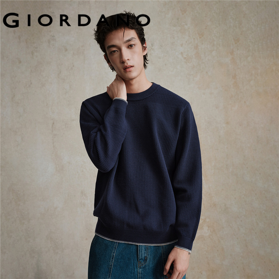 GIORDANO MEN Contrast trim crewneck sweater 18055705