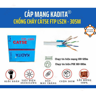 Dây mạng bấm sẵn 2 đầu Kadita Cat5e FTP đồng nguyên chất 100% chống cháy LSZH tốc độ cao 1Gbps