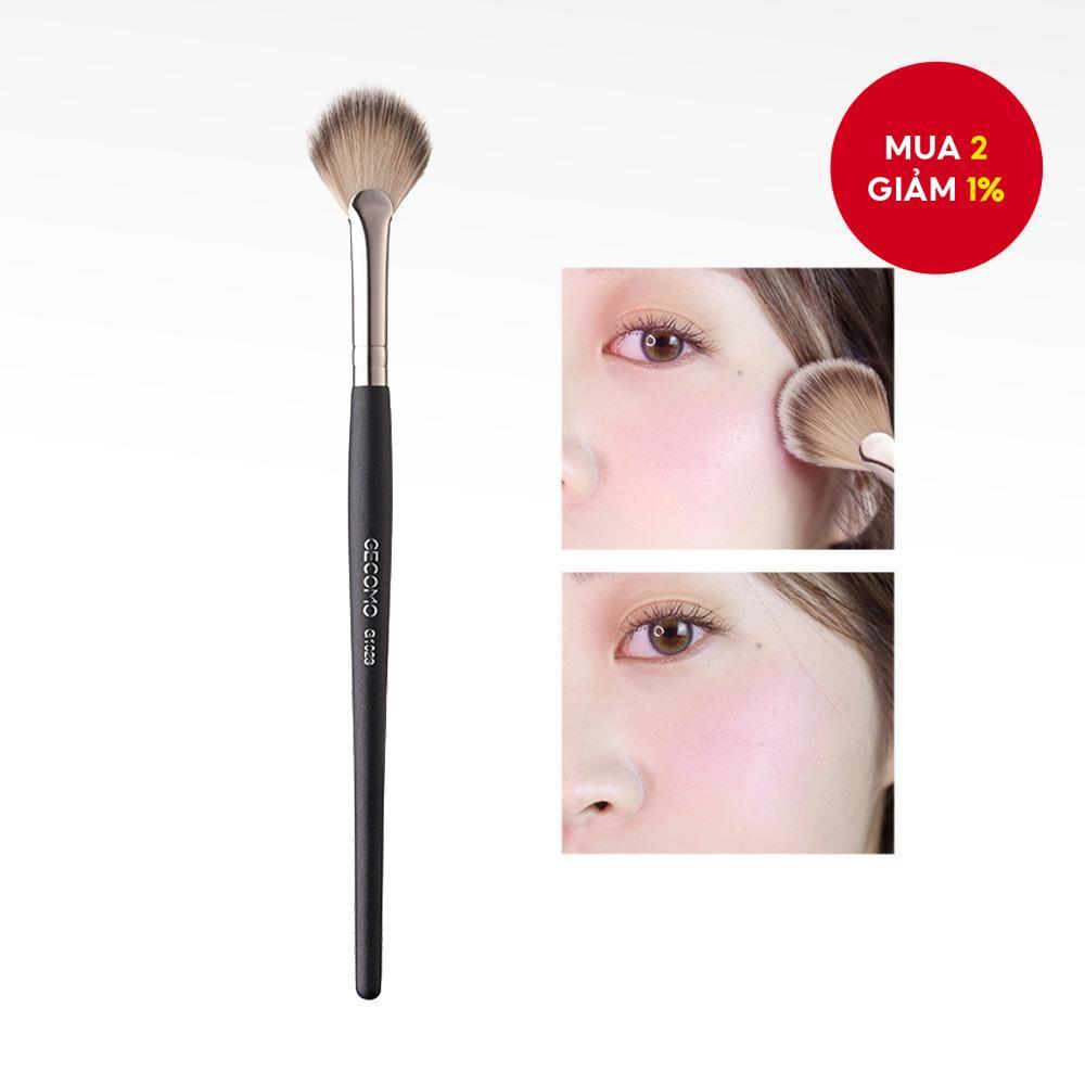GECOMO Cọ Quạt Đánh Khối Sáng Lông Mềm Dense, Lấy Phấn Đều, Blend Tốt Cho Má Hồng, Highlighter Trang