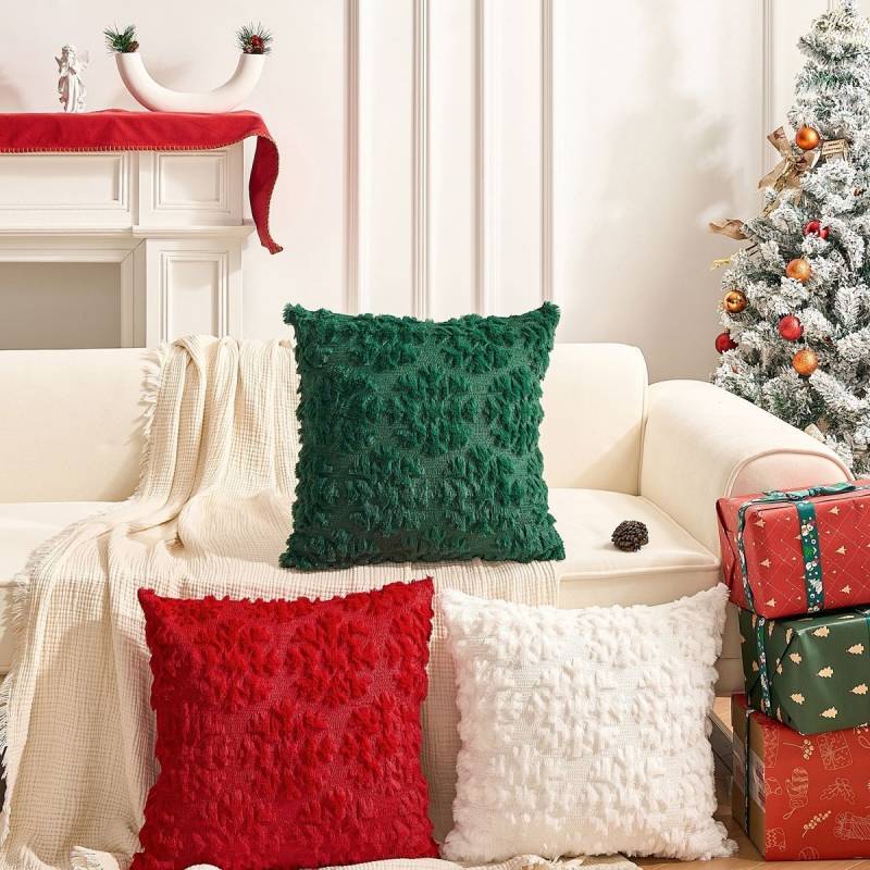 Popular Christmas Tree Pillow Cover Christmas Snowflake Embroidered Sofa Cushion GHHB