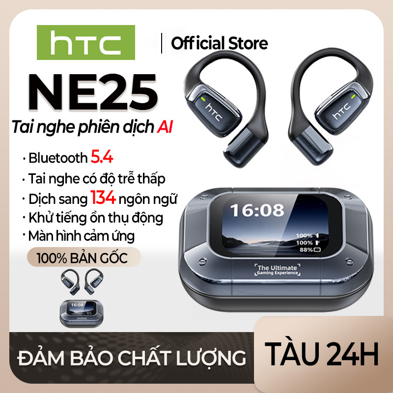 HTC NE25 Tai nghe dịch thuật AI Tai nghe Bluetooth 5.4 Hỗ trợ 134 ngôn ngữ dịch Tai nghe ows Màn hìn