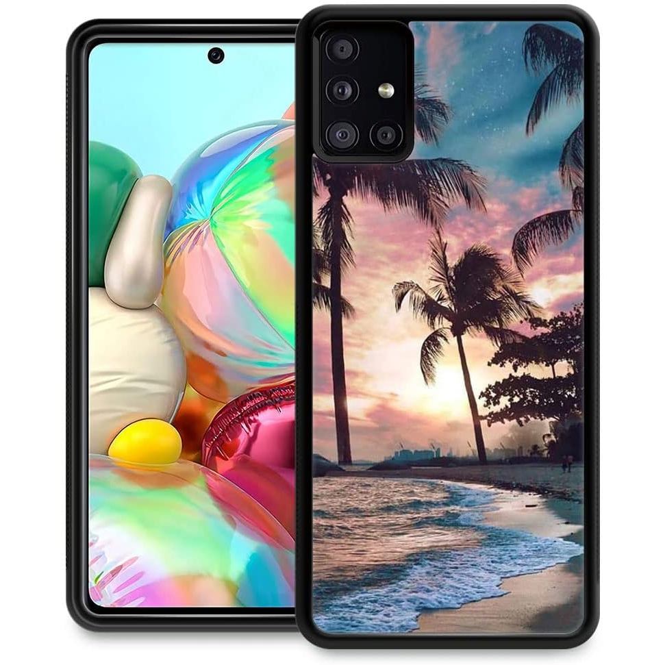 DJSOK Tương thích với Ốp lưng Samsung Galaxy A71 5G, Ốp lưng đi biển Hoàng hôn cho bé gái Nam họa ti