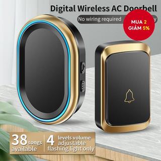  Chuông cửa không dây chống nước thông minh cho gia đình, chuông gọi ngoài trời với 4 mức âm lượng và 38 kiểu chuông có thể điều chỉnh, phạm vi cảm biến dài 1000 feet, dễ dàng lắp đặt, đèn LED nhấp nháy, phích cắm US.