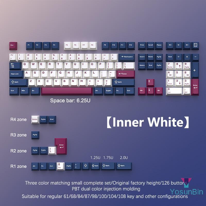 YosunBin] 126 Phím Double Shot Keycap PBT Cherry Bàn Phím Trò Chơi Cơ Học Cho MX Switch Keycap GMK67