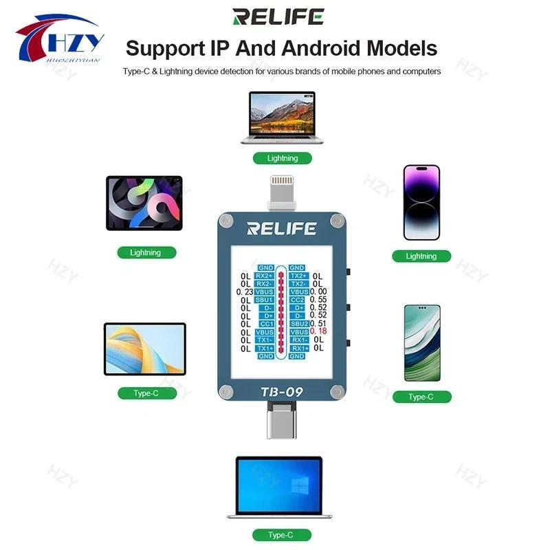 RELLIFE TB-09 Màn hình độ phân giải cao Đuôi Plug Detector Giao diện Lightning Type-C Cổng sạc Thử n