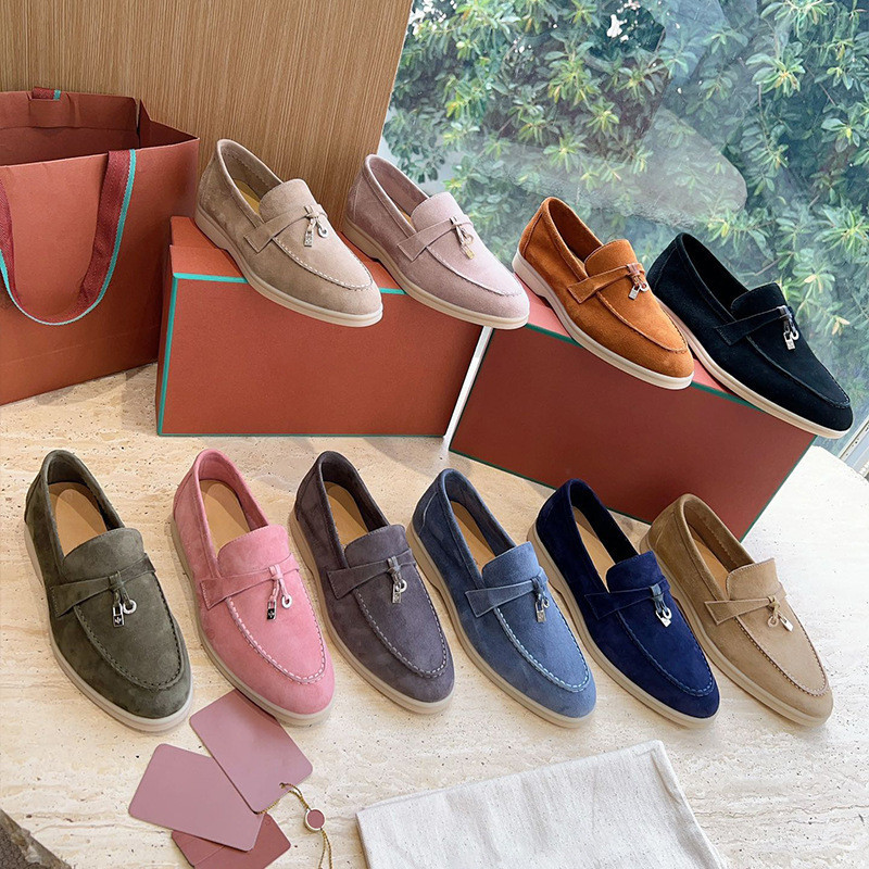 2025 Phong Cách Mới Loro Piana Giày Nữ Da Thật Chính Hãng LP Loafers Đế Mềm Phong Cách Anh Quốc LP, 