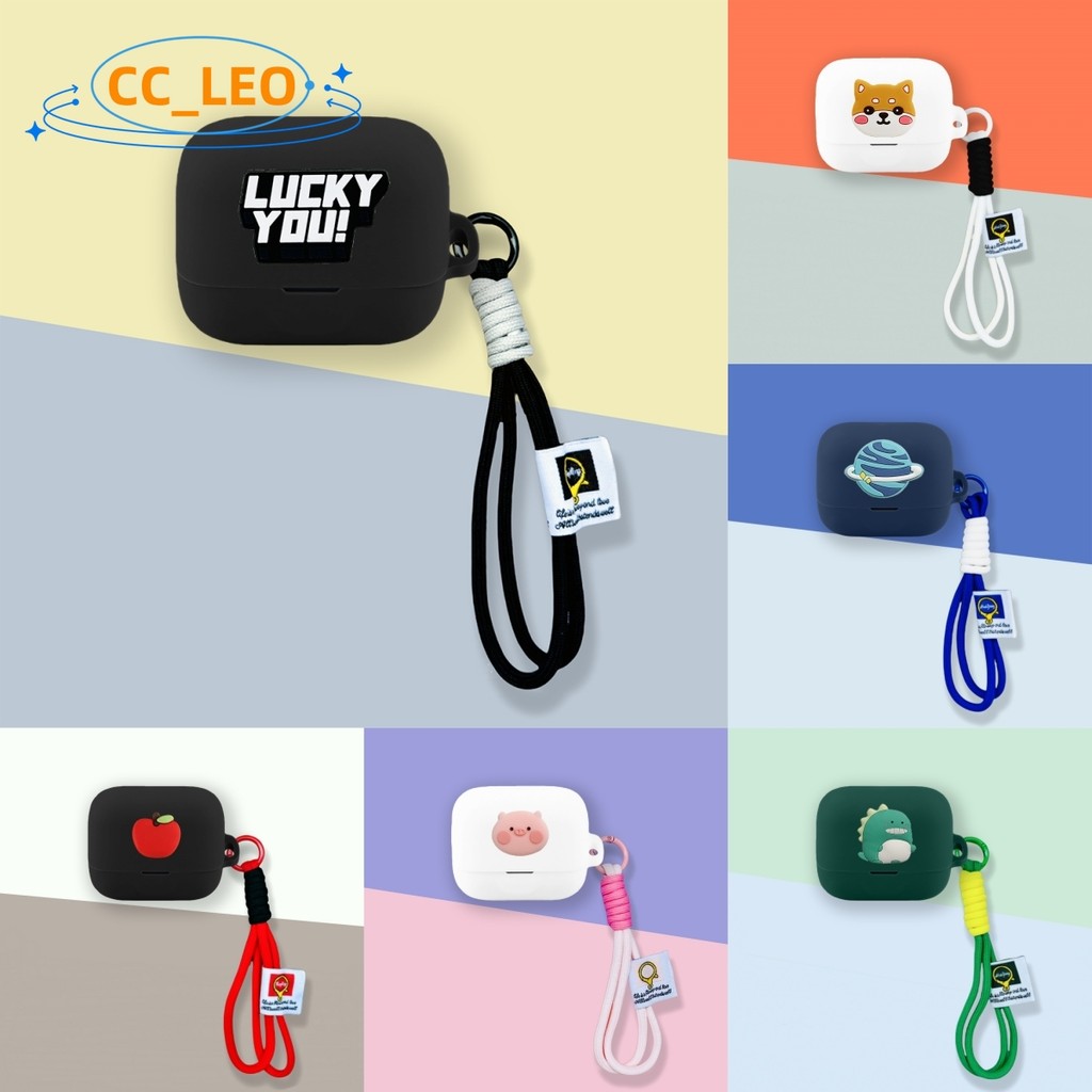 for EarFun Air Pro 4+ Case Cartoon Shiba Inu Lanyard Pendant Cute Piggy EarFun Air Pro 4 Plus Silico