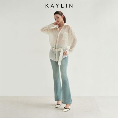 Quần JEAN KAYLIN form ôm ống loe chất vải Denim dầy dặn phong cách BST Hè 2025 - N2454