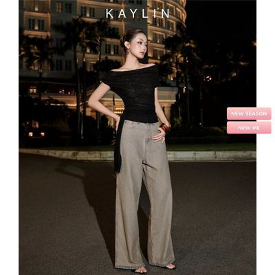 Quần JEAN KAYLIN form suông ống rộng chất vải denim dầy dặn phong cách retro BST Thu Đông 2025 - Q60T9