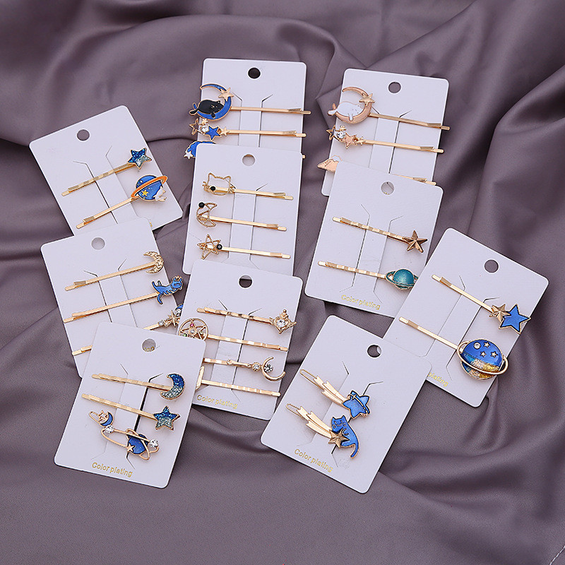 Kẹp Tóc Series Bầu Trời Đầy Sao Mèo - Kẹp Mặt Trăng Phẳng Ngọt Ngào từ Nhật Bản - MGC3