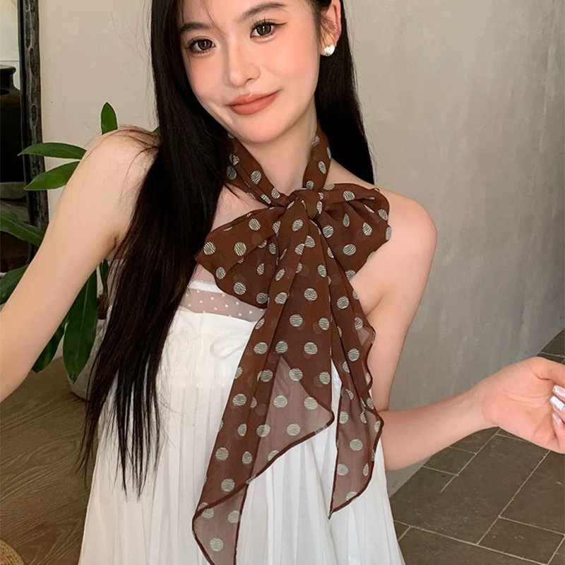 🔥Hàn Quốc dài chấm bi khăn quàng cổ nhẹ sang trọng khăn quàng cổ cao cấp cổ điển khí chất giản dị chống nắng cà vạt đa | BigBuy360 - bigbuy360.vn