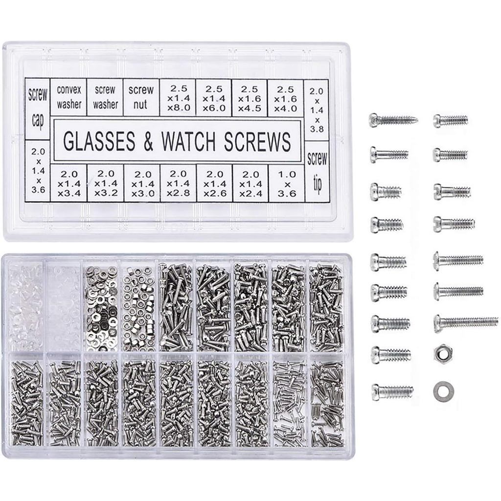 Bộ dụng cụ sửa chữa vít kính bằng thép không gỉ, các loại máy giặt đai ốc vít nhỏ cho đồng hồ đeo ta