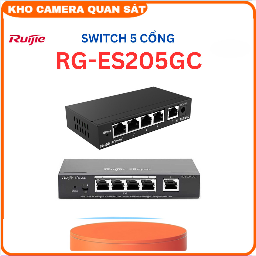 Layer 2 Smart Managed Switch 5 Cổng 10/100/1000BASE-T RUIJIE REYEE RG-ES205GC - Hàng chính hãng