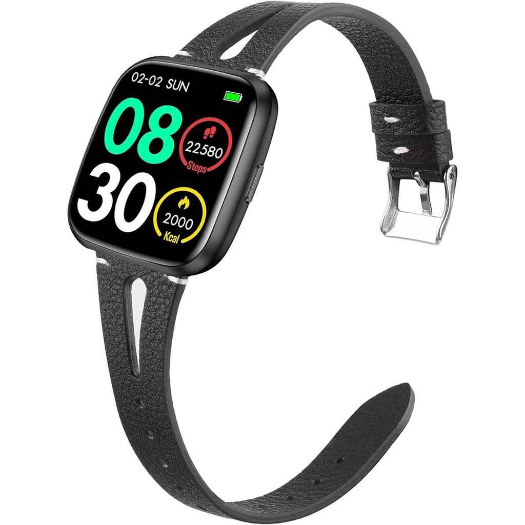 Lamshaw Tương thích với dây đeo đồng hồ thông minh ECQINR, thay thế dây đeo bằng da cổ điển mỏng 18m