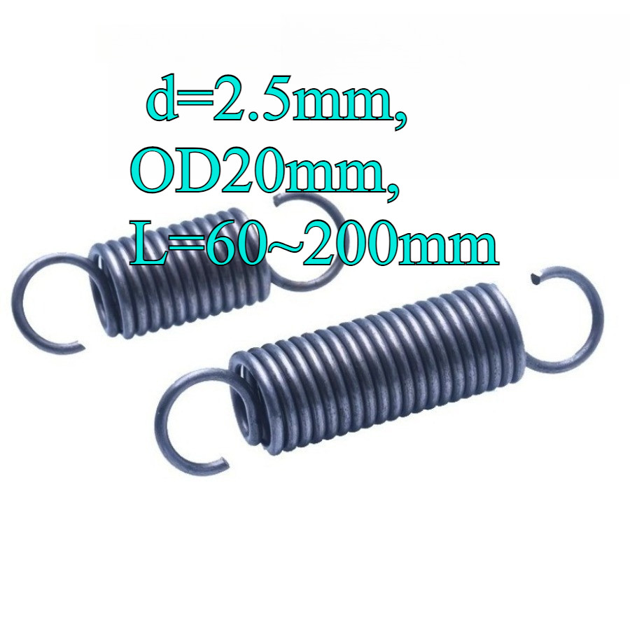Lò xo căng / lò xo d = 2,5mm, OD20mm, L = 60 ~ 200mm lò xo căng thẳng có móc, áp dụng cho cửa nhà để