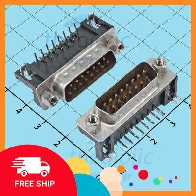 [3 Cái]- Cổng DB15 Đực 15 Chân Cong 90 Độ 2 Hàng Hàn PCB Điện Tử Tín Phát