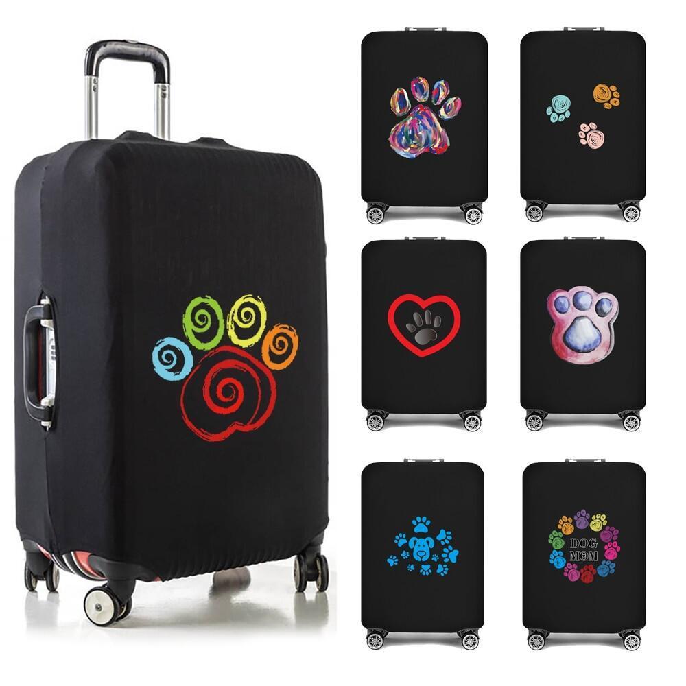 Luggage Protective Cover Luggage Case Footprints Printed Elastic Dust Cover 18-32 Suitcase