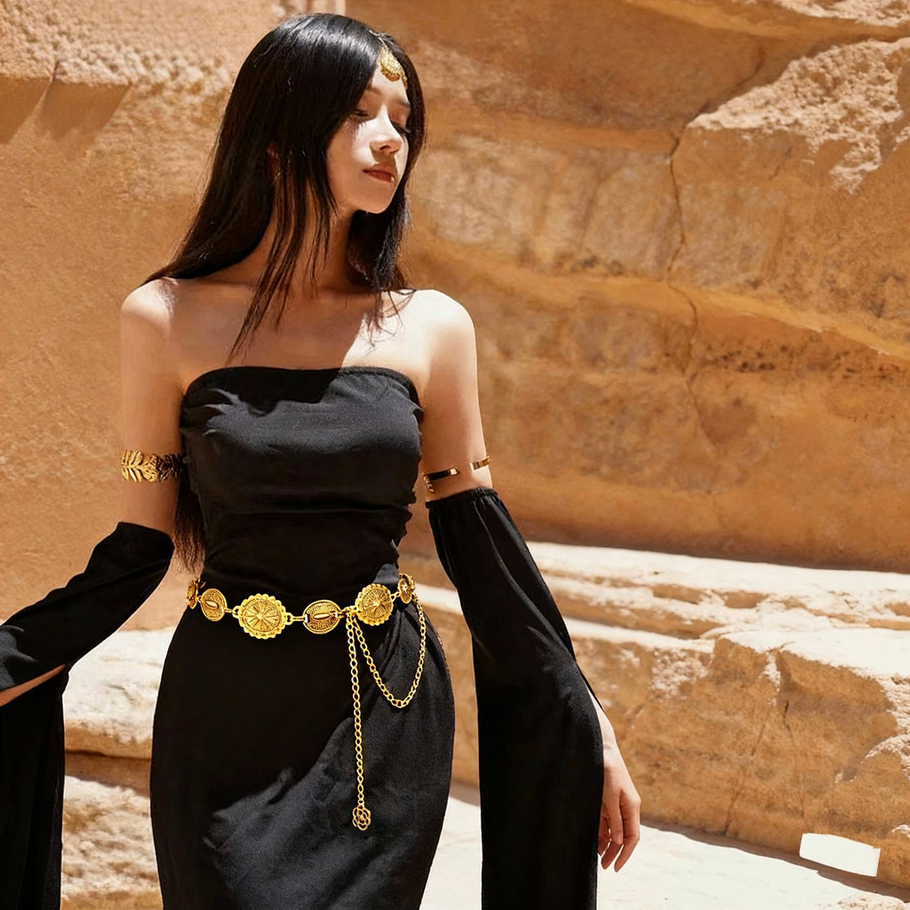 Vintage Bohemian Style Metal Belt Women Fashionable Waist Chain Dress Decoration Accessories