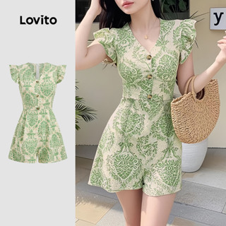  Lovito Nút Jumpsuit Boho Áo liền quần mùa xuân   mùa hè mềm mại và thoải mái dành cho nữ L137ED066 
