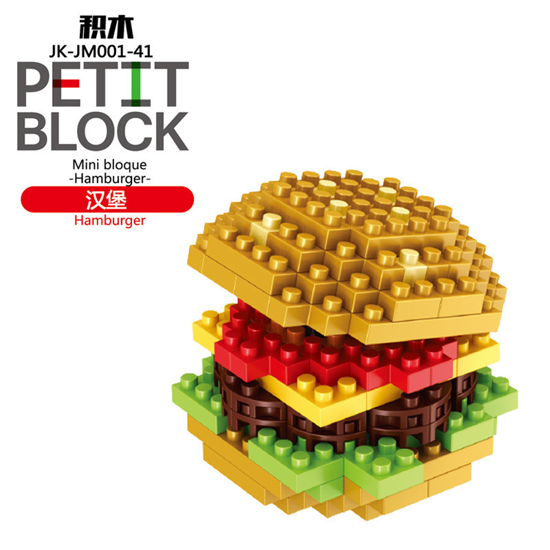 Jike Micro Khối Xây Dựng Hạt Burger Pháp Khoai Tây Chiên Bánh Giáo Dục Hội Trẻ Em Chơi Nhà Bé Gái Đồ
