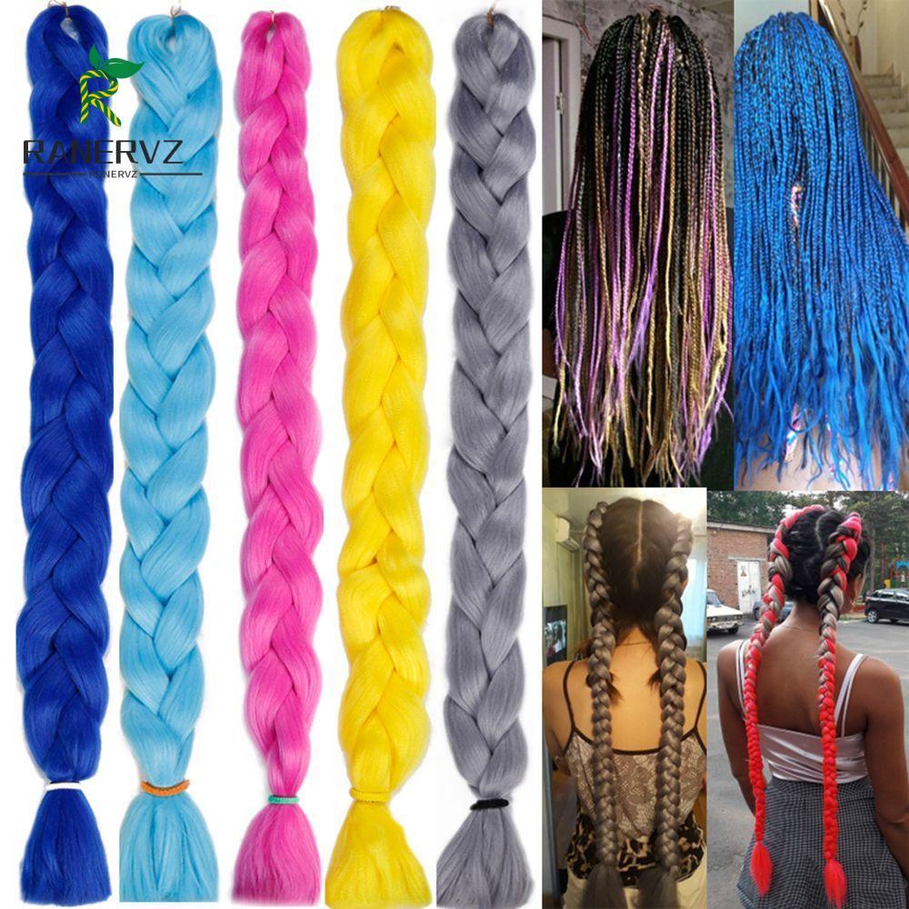 RANERVZ Jumbo Braiding Tổng hợp Kanekalon Afro Twist Braids Bím giả