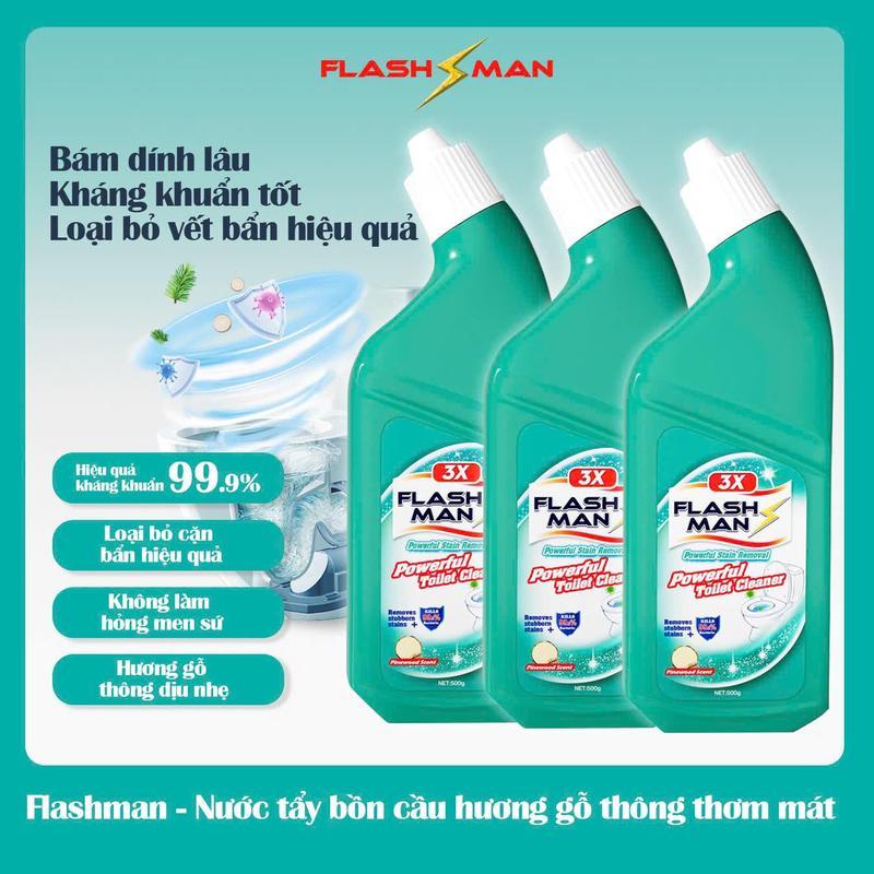 Nước rửa nhà vệ sinh Flashman - Vệ sinh hiệu quả - Khử trùng - Loại bỏ mùi khó chịu (500g / 1 chai) 