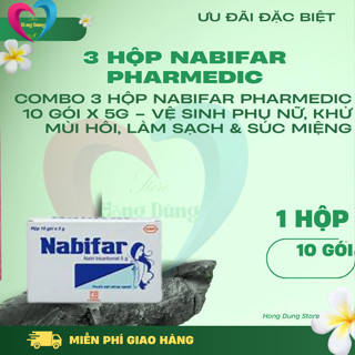 Combo 3 Hộp Nabifar Pharmedic 10 Gói x 5g – Vệ Sinh Phụ Nữ, Khử Mùi Hôi, Làm Sạch & Súc Miệng