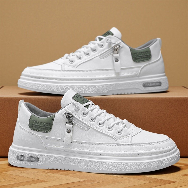 Men's Fashion Korean Style Flat Autumn Leather Panel Shoes Trendy Versatile Casual Shoes