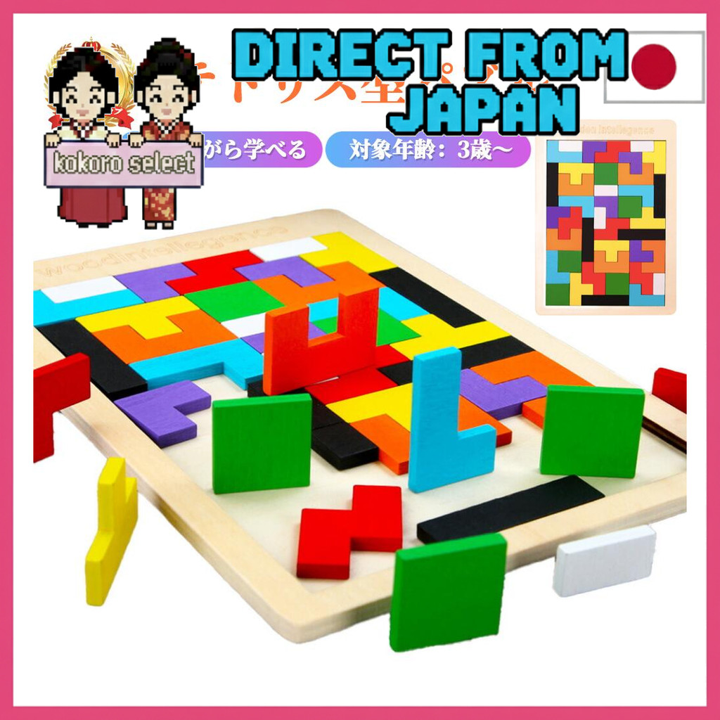 Educational Toy Toy Wooden Tetris Puzzle Jigsaw Puzzle Wooden Puzzle "Tetris" 【DIRECT FROM JAPAN】