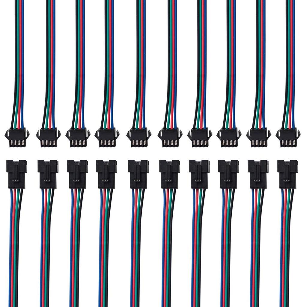 BTF-LIGHTING 10 Cặp Cáp 4pin SM JST 15cm Đầu nối Nữ / Nam cho Dải Led RGB 5050 3528 WS2801 APA02 WS2