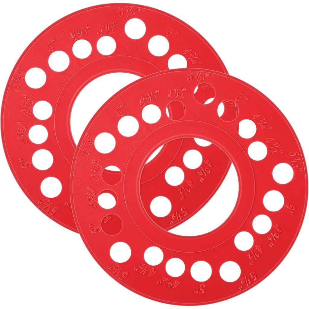 Feekoon 2 Dụng cụ đo mẫu bu lông bánh xe, Mẫu bu lông 5 chốt, Vòng tròn trục xe kéo cho 4, 5, 6, 8 lỗ, cần thiết để đo mẫu chốt chính xác, Đảm bảo bánh xe chính xác