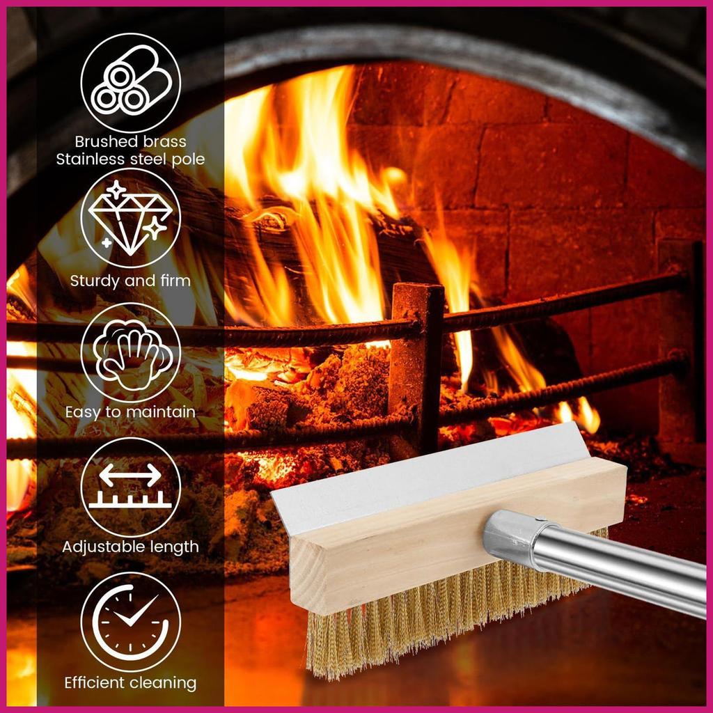 Pizza Stone Cleaner Bàn chải làm sạch lò nướng Pizza 58,66 inch Dụng cụ làm sạch nướng thịt nướng có