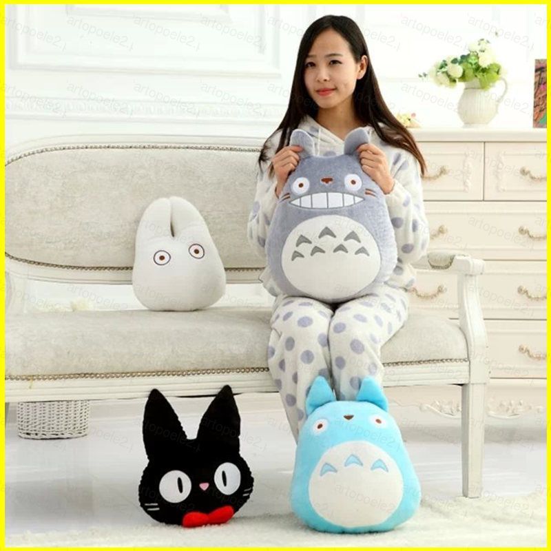 ST2 Miyazaki Hayao Hoạt Hình Totoro Sang Trọng Gối JiJi Mèo Dòng Họ Nhỏ Mèo Đen Nội Thất Đệm Quà Tặn