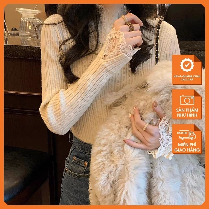 Áo len nữ tiểu thư phối ren mẫu mới 2025