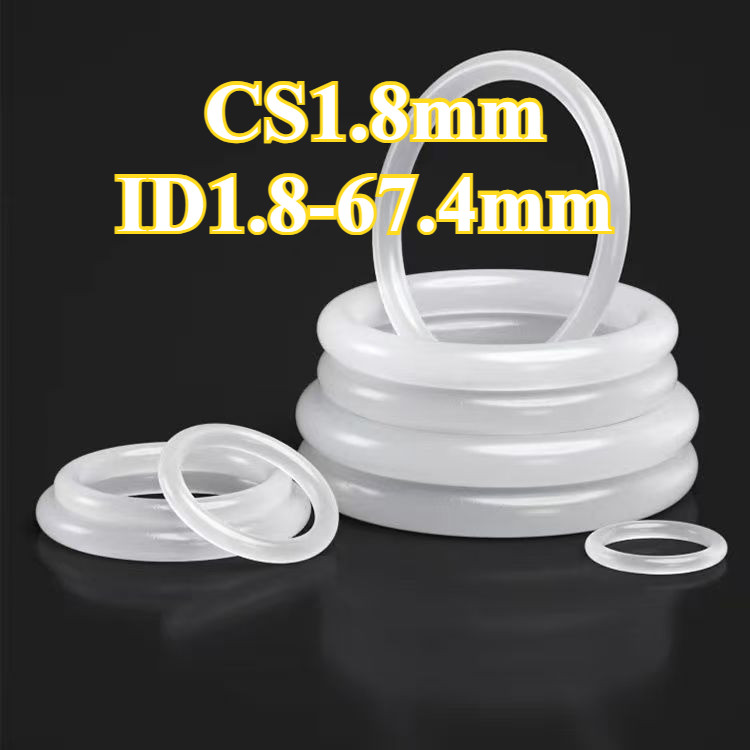 CS1.8mm * ID1.8-67,4mm Vòng seal cao su silicone trắng Food grade, đàn hồi tốt, chống thấm nước (YDD