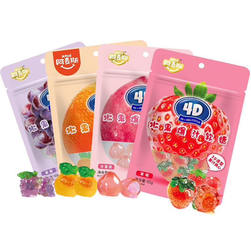 Ass 4D Trái Cây Marshmallow 65g Sáng Tạo Đầy Kẹo Gummy Đồ Ăn Nhẹ Thường Ngày Kẹo Gummy QQ Kẹo 11.28
