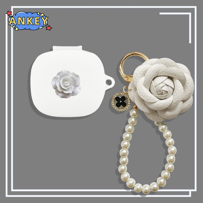 Case for Anker Soundcore R60i NC / P31i Silicone Cartoon White camellia Pattern Headphone Cases With