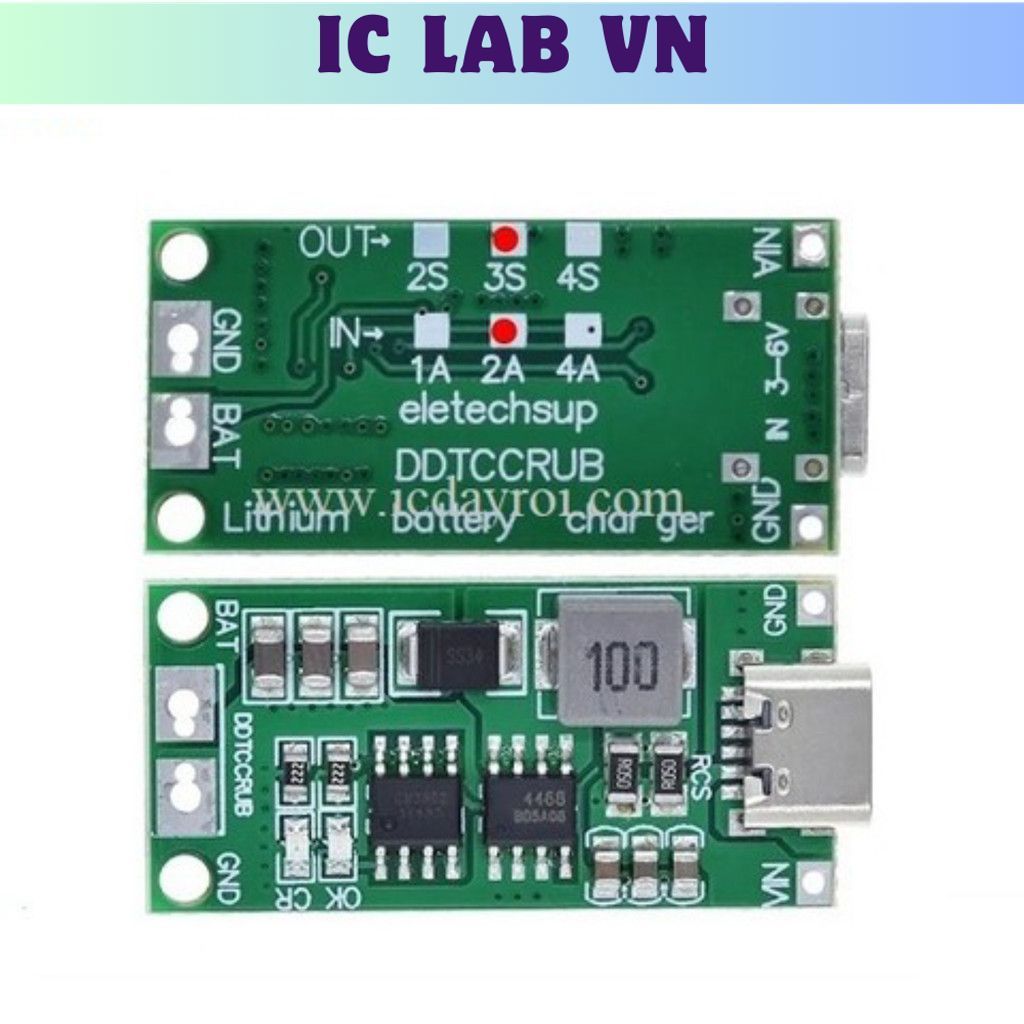 Mạch sạc Pin 18650 3-6V sang 3S-2A (12.6V) Type-C Ic Lab VN