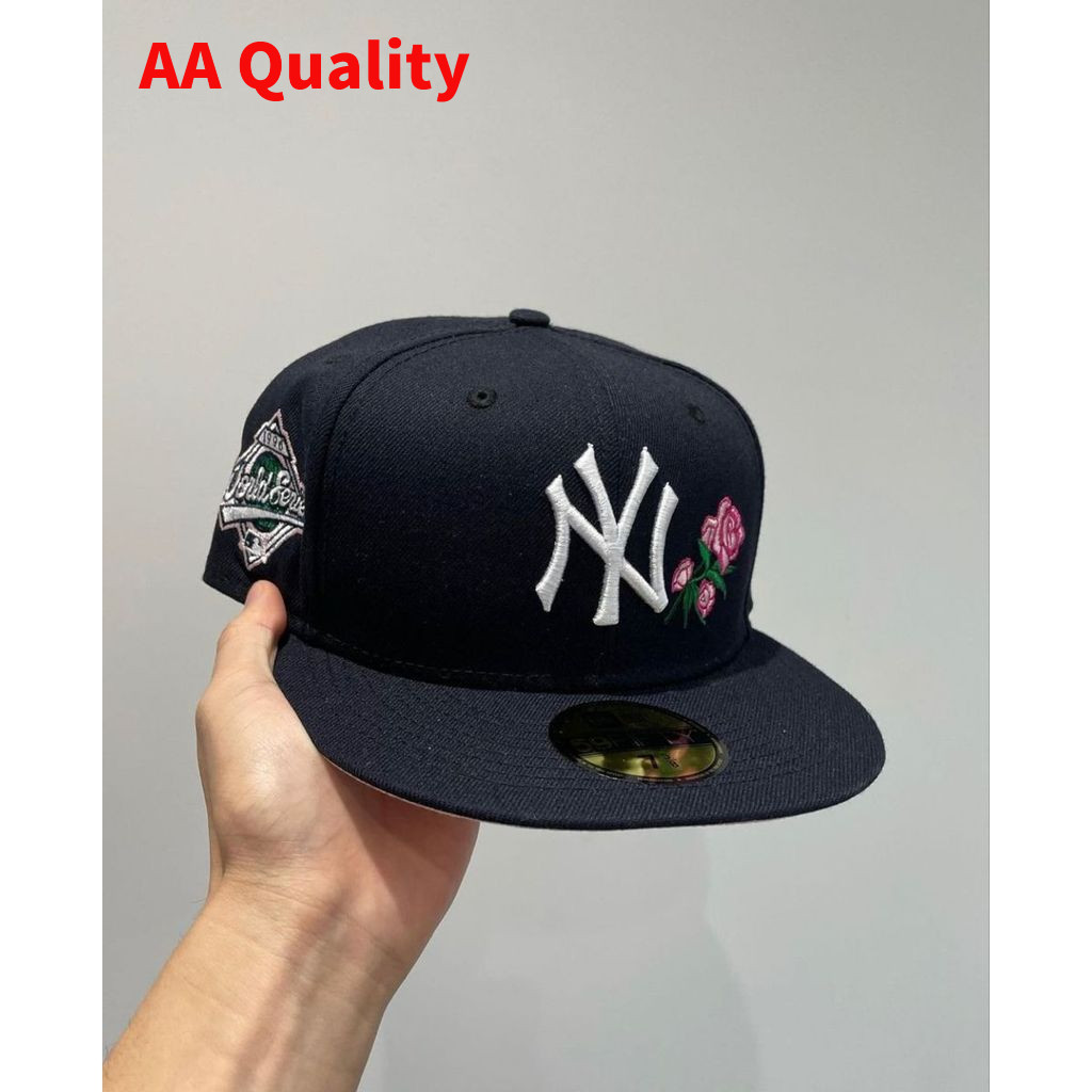 New Era New York Yankees 59FIFTY màu đen, thêu hoa hồng - Phù hợp unisex