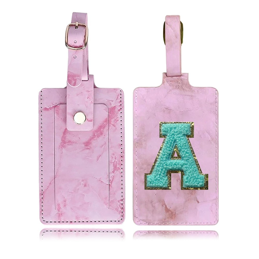 Nhãn koper Màu hồng Thông tin thẻ hành lý ký gửi hành lý chống thất lạc hộp nhận dạng tấm thêu logo 