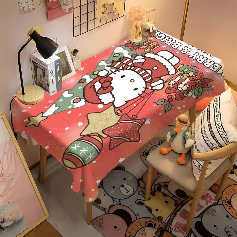 【Ready Stock】 Girly Heart Hello Kitty Christmas Tablecloth Photo Decoration Background Coffee Table 