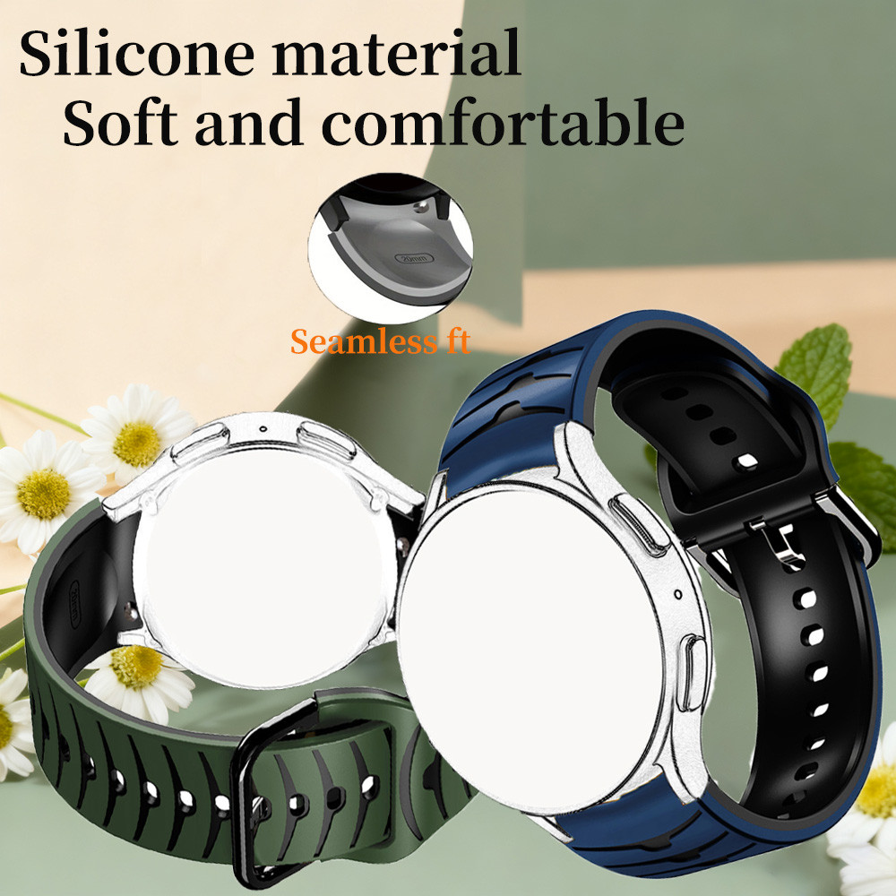 Dây đeo thể thao cho Samsung Galaxy Watch 7 40mm 44mm, Dây đeo silicon mềm không có khoảng cách cho 