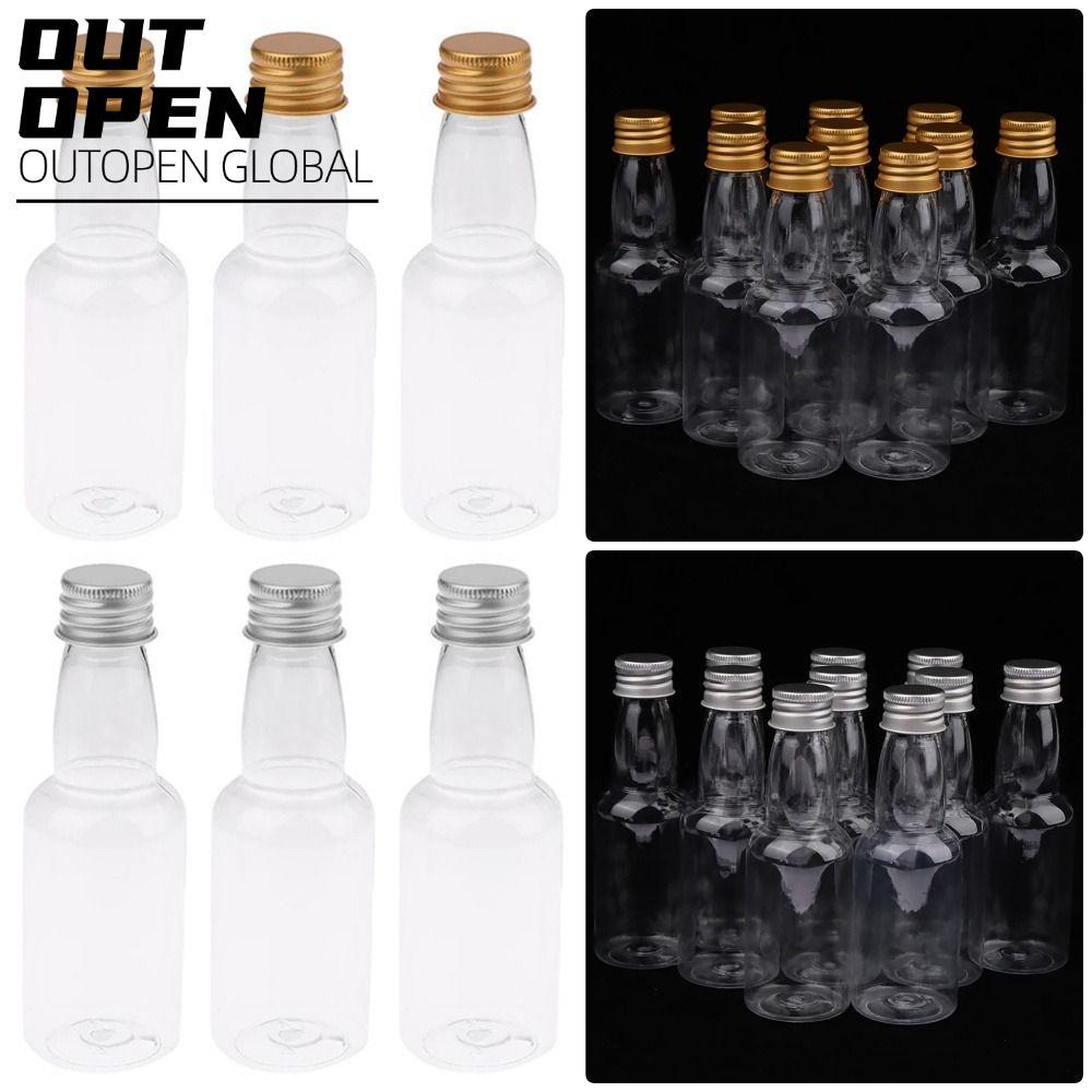 OUTOPEN Bộ 5 Chai Rượu Mini, Đồ Dùng Tiệc Chai Rượu Chai Nhựa, Mũ Bạc / Vàng 60ml Chai Rượu Nhỏ