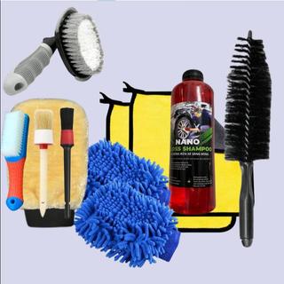 (COMBO RỬA XE) gồm Nước rửa xe NANO 1L, 8 món phụ kiện rửa xe đi kèm