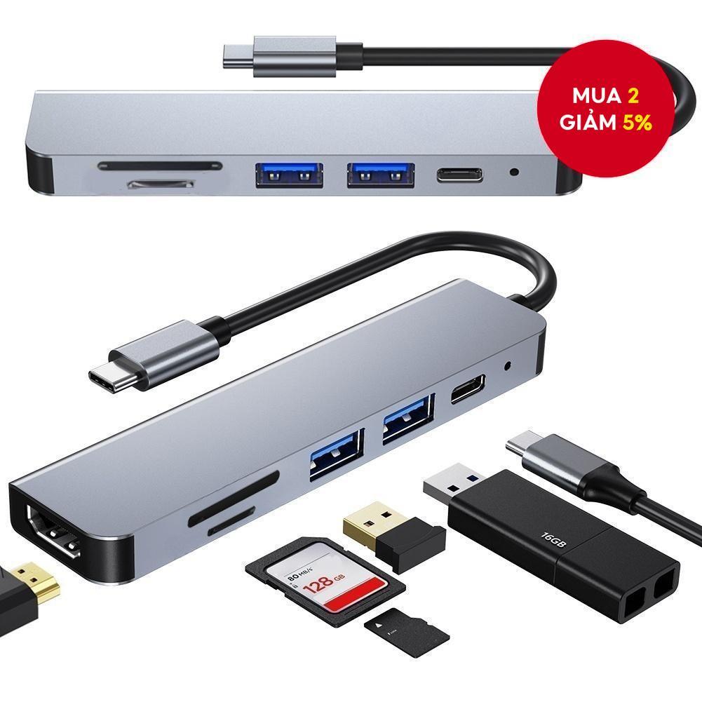 Bộ chuyển đổi HUB cổng USB 4K HDMI USB3.0 USB2.0 Type-C cổng sạc PD cho MacBook, iPad, chuột, bàn phím